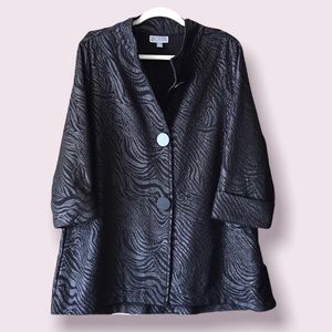 M Collection jacket black on black print size XL